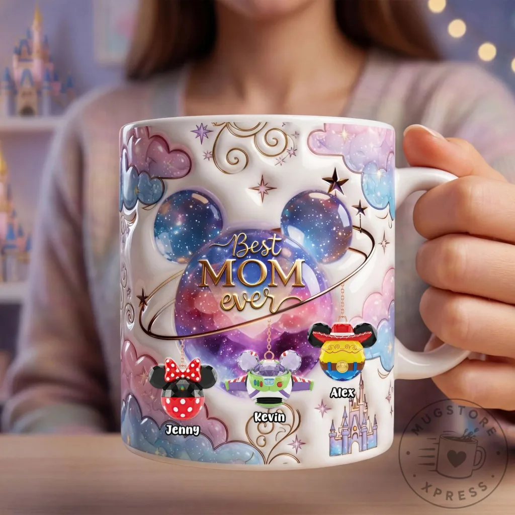 Personalized Best Mom Ever Disney Mickey Mouse Head Galaxy Design Coffee Mug