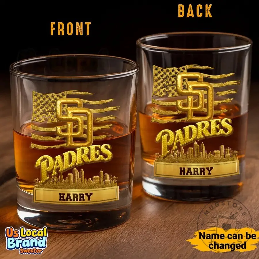 San Diego Padres Baseball Team Personalized Whiskey Drinking Glass 8 San Diego Padres Baseball Team Personalized Whiskey Drinking Glass