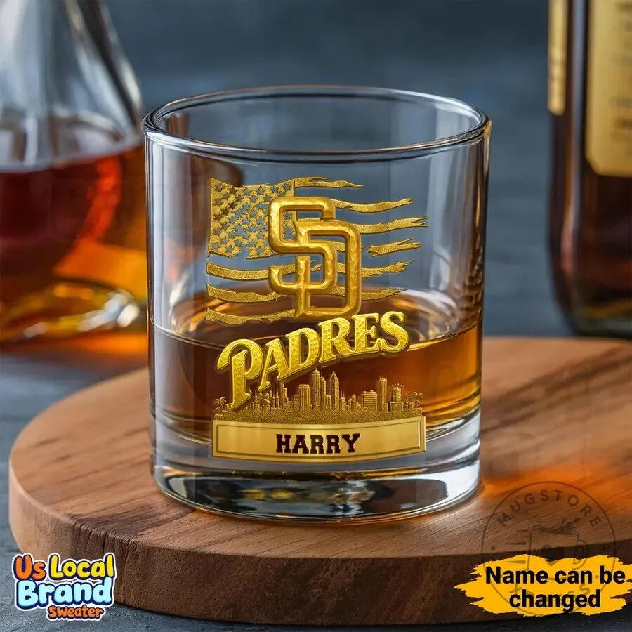 San Diego Padres Baseball Team Personalized Whiskey Drinking Glass 9 San Diego Padres Baseball Team Personalized Whiskey Drinking Glass