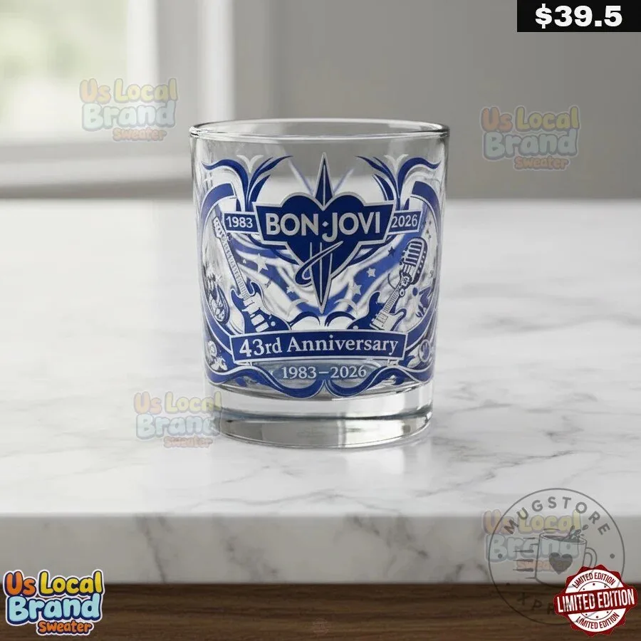 Bon Jovi 43rd Anniversary 1983-2026 Band Music Whiskey Glass