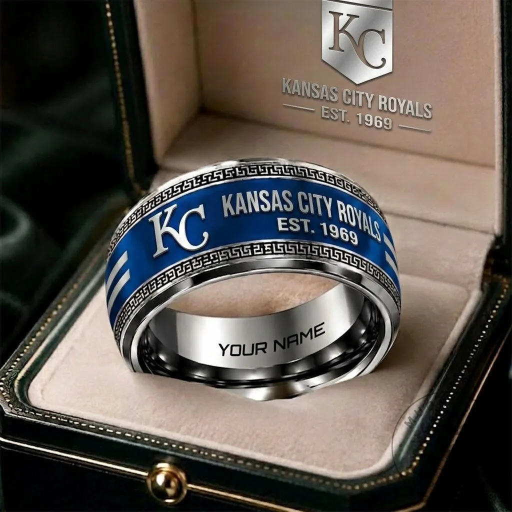 Kansas City Royals Baseball Team Personalized Engraved Stainless Steel Ring