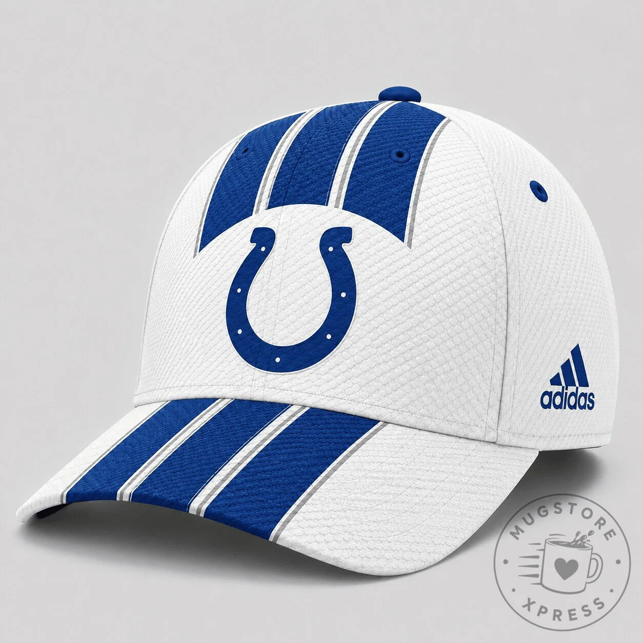 Indianapolis Colts NFL Football Team Logo White and Blue Striped Cap Hat 2 Indianapolis Colts NFL Football Team Logo White and Blue Striped Cap Hat