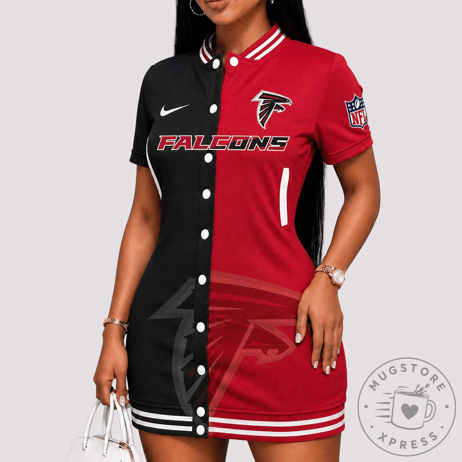Atlanta Falcons NFL Football Team Black and Red Varsity Dress 11 Atlanta Falcons NFL Football Team Black and Red Varsity Dress