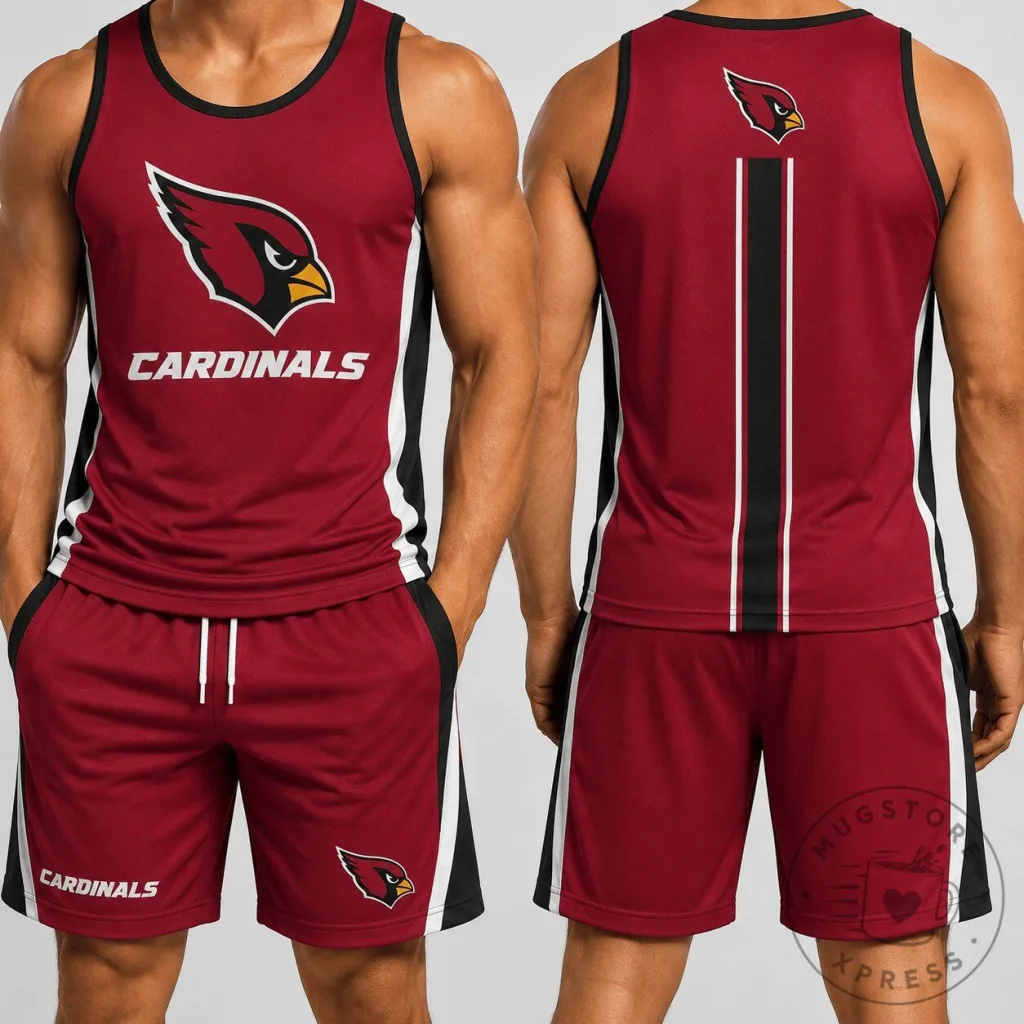 Arizona Cardinals Football Team Logo Red Athletic Tank Top and Shorts Set Arizona Cardinals Football Team Logo Red Athletic Tank Top and Shorts Set