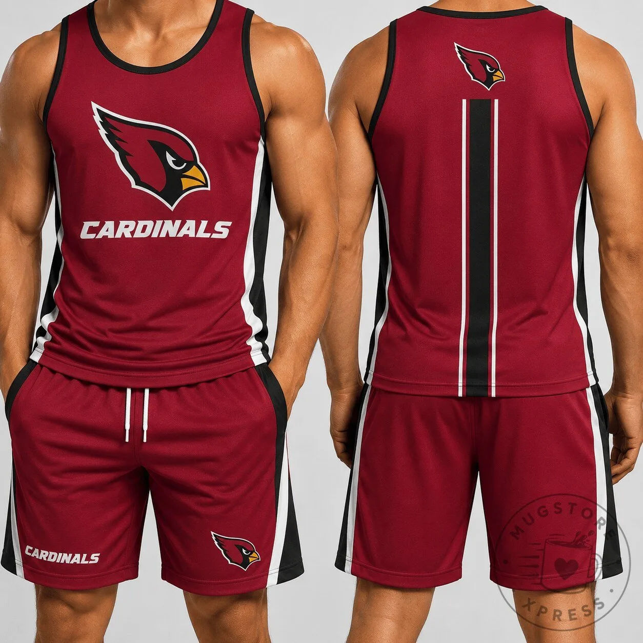 Arizona Cardinals Football Team Logo Red Athletic Tank Top and Shorts Set 1 Arizona Cardinals Football Team Logo Red Athletic Tank Top and Shorts Set