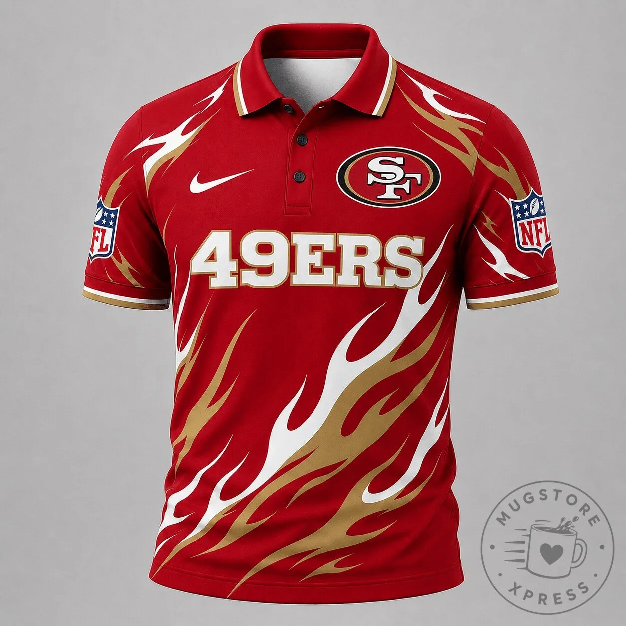 San Francisco 49ers NFL Flame Pattern Performance Polo Shirt