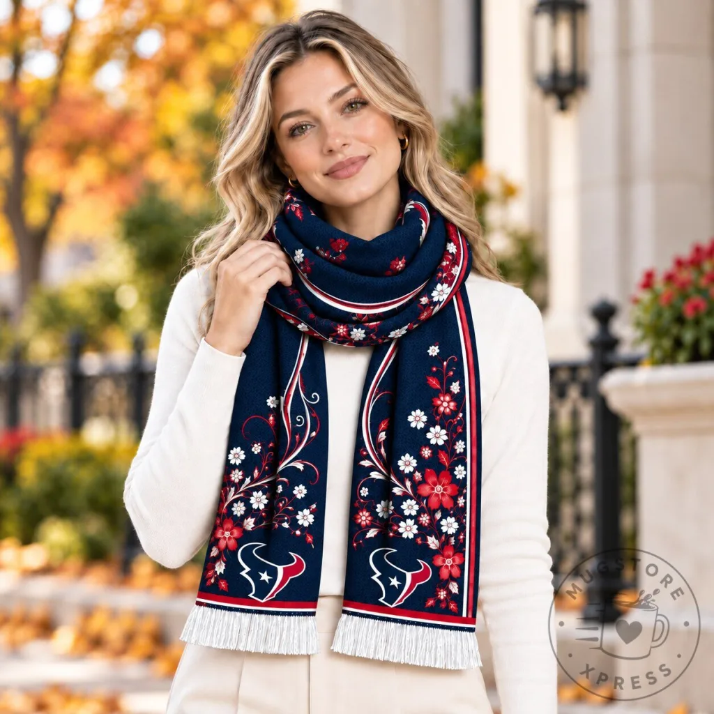 Houston Texans Floral Pattern Winter Scarf for Women 15 Houston Texans Floral Pattern Winter Scarf for Women