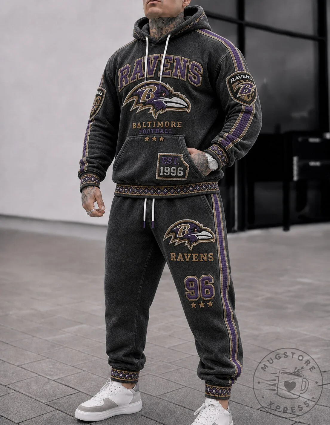 Baltimore Ravens Football Team Logo Washed Hoodie