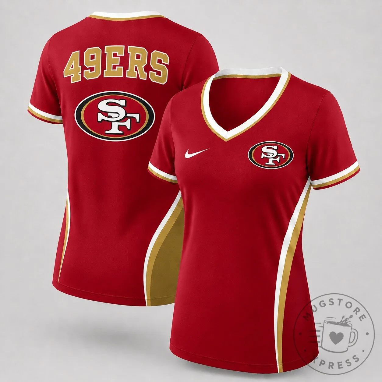 San Francisco 49ers NFL Fan Shirt Women's V-Neck Performance T-Shirt