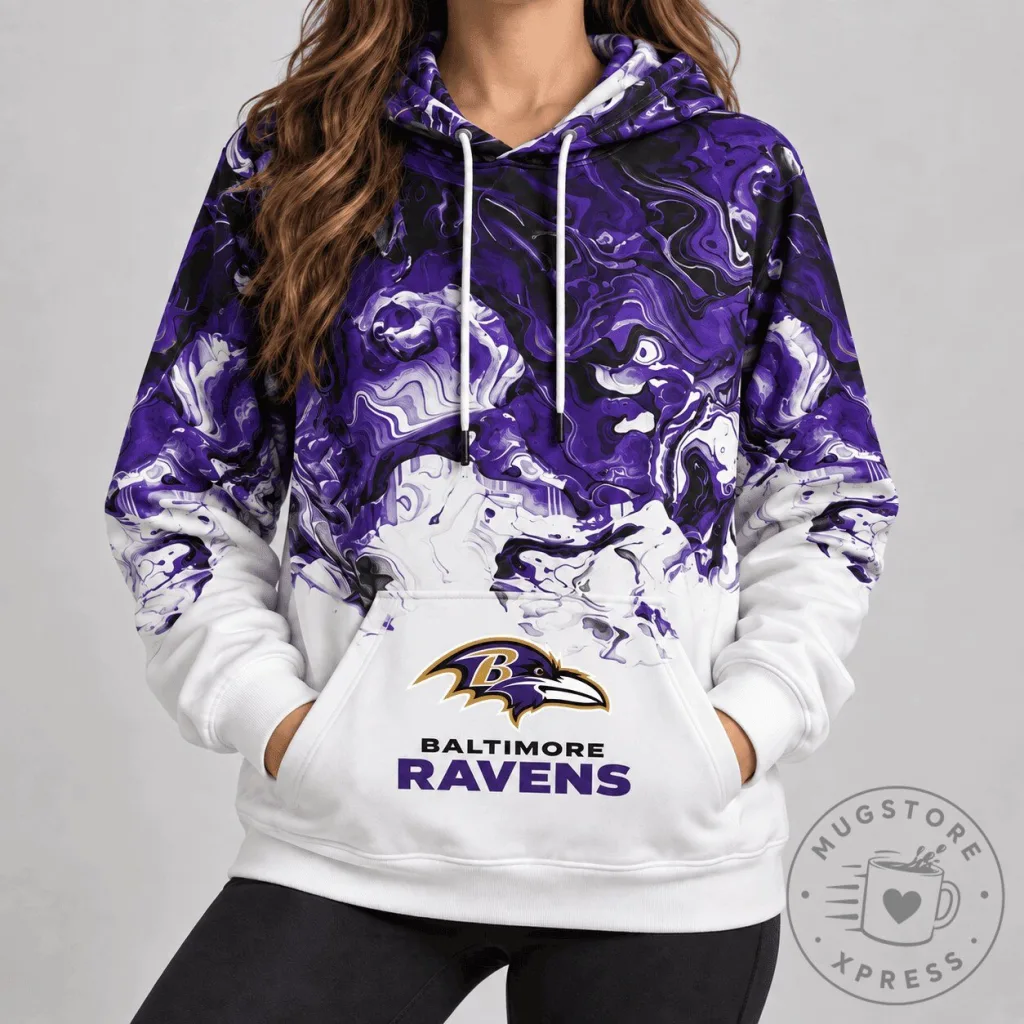 Baltimore Ravens NFL Team Colors Lava Flow Hoodie Baltimore Ravens NFL Team Colors Lava Flow Hoodie