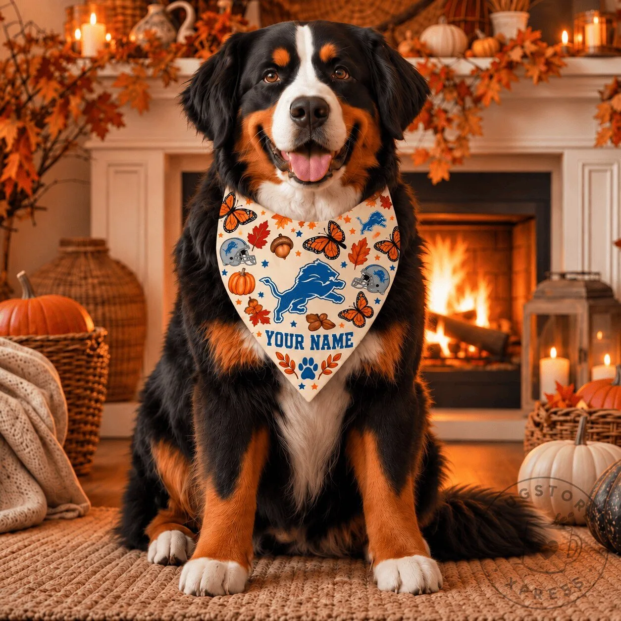 Detroit Lions Fan Personalized Pet Bandana Scarf for Dogs and Cats 1 Detroit Lions Fan Personalized Pet Bandana Scarf for Dogs and Cats