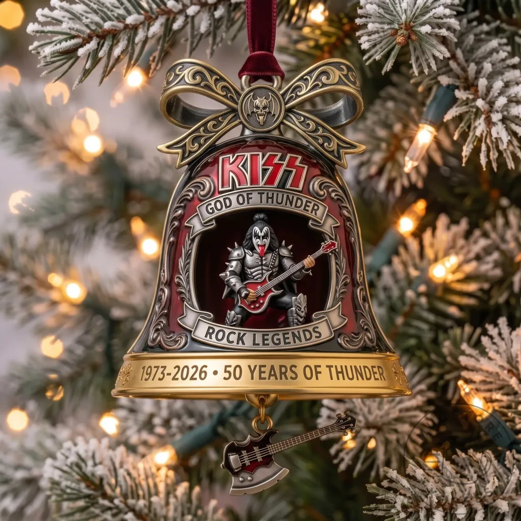 KISS God of Thunder Gene Simmons Rock Legends Christmas Bell Ornament KISS God of Thunder Gene Simmons Rock Legends Christmas Bell Ornament