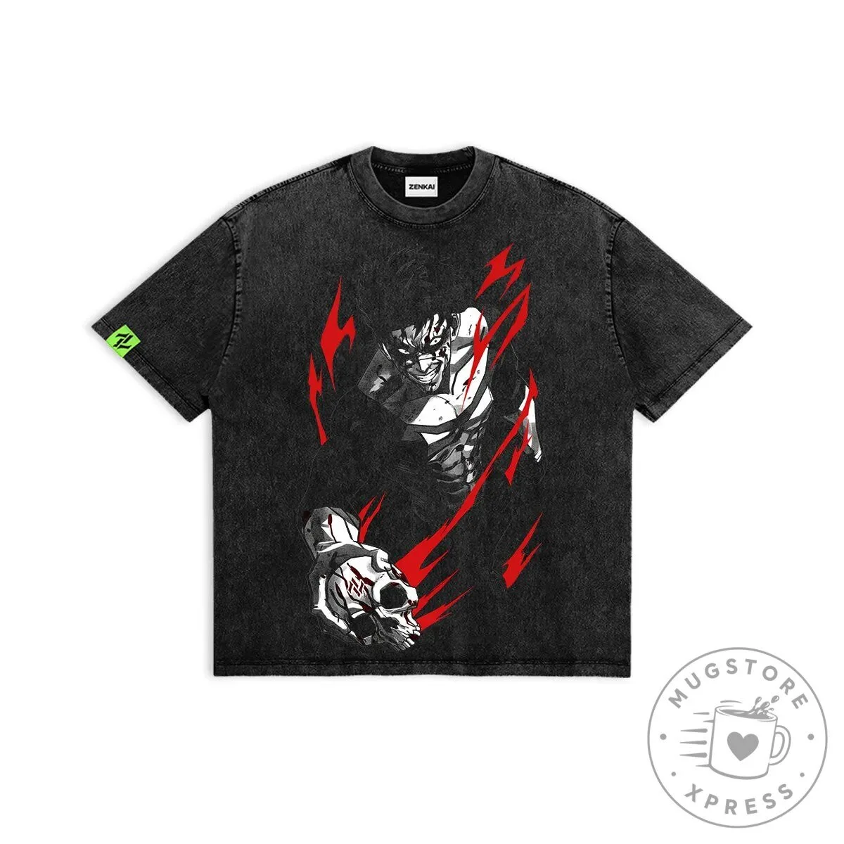 Zenkai X The Conqueror's Grip Anime Inspired Graphic Washed T-Shirt