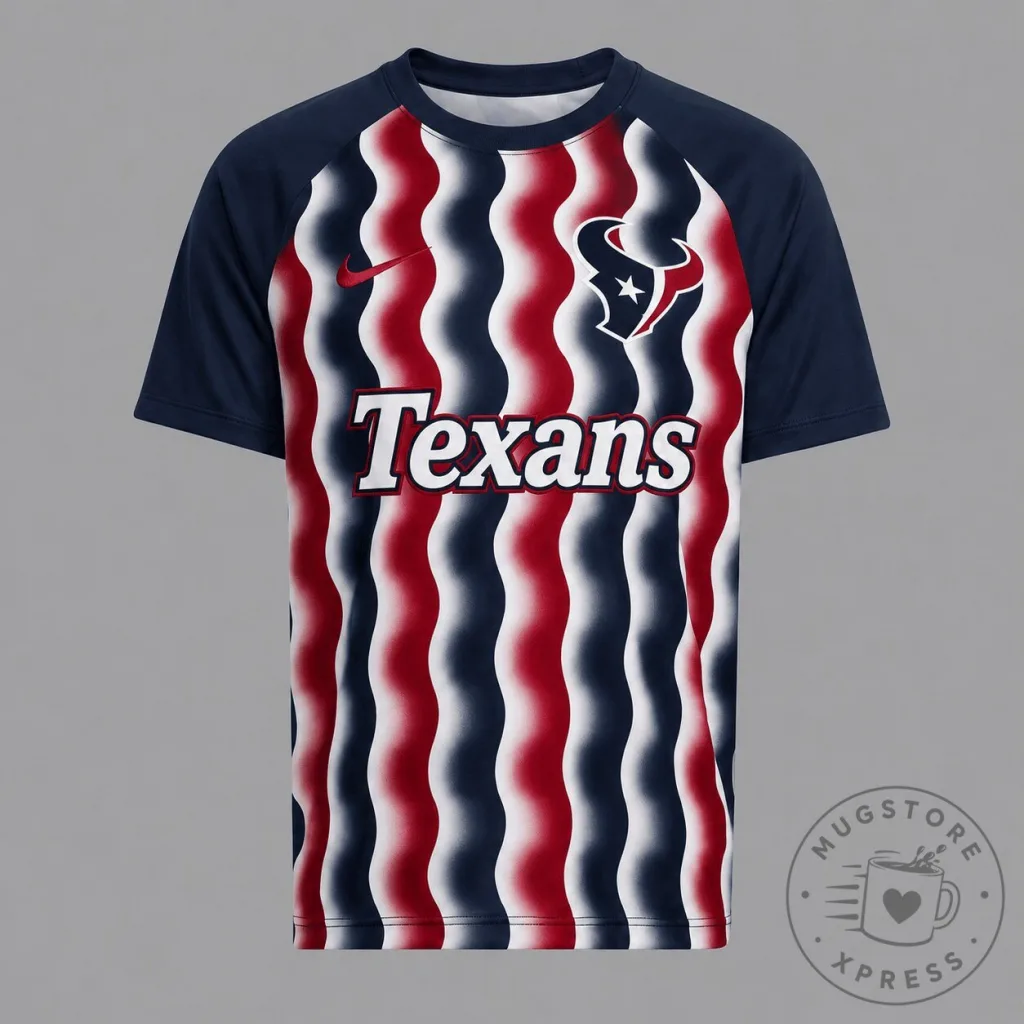 Houston Texans NFL Retro Wavy Pattern Athletic T-Shirt 39 Houston Texans NFL Retro Wavy Pattern Athletic T-Shirt