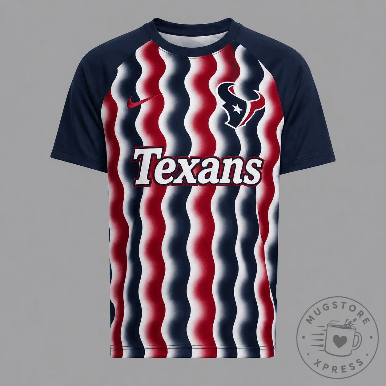Houston Texans NFL Retro Wavy Pattern Athletic T-Shirt