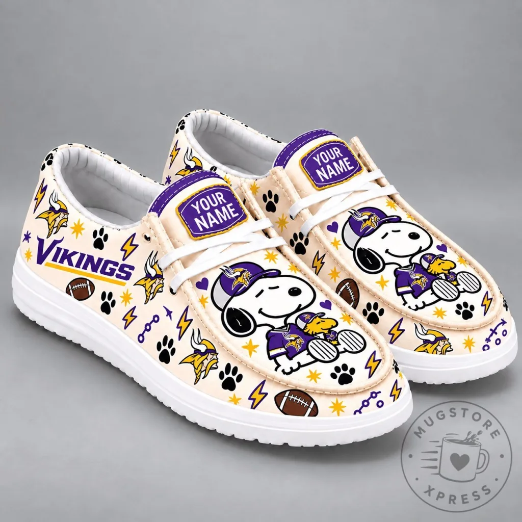Minnesota Vikings Snoopy Personalized Shoes for Women and Men Minnesota Vikings Snoopy Personalized Shoes for Women and Men