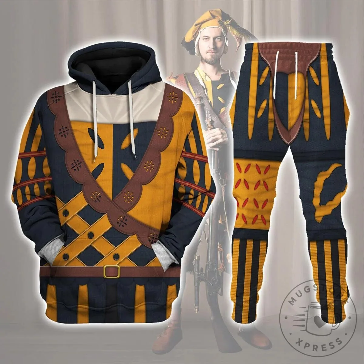 Landsknecht German Mercenary Costume Hoodie and Pants Tracksuit Set 1 Landsknecht German Mercenary Costume Hoodie and Pants Tracksuit Set