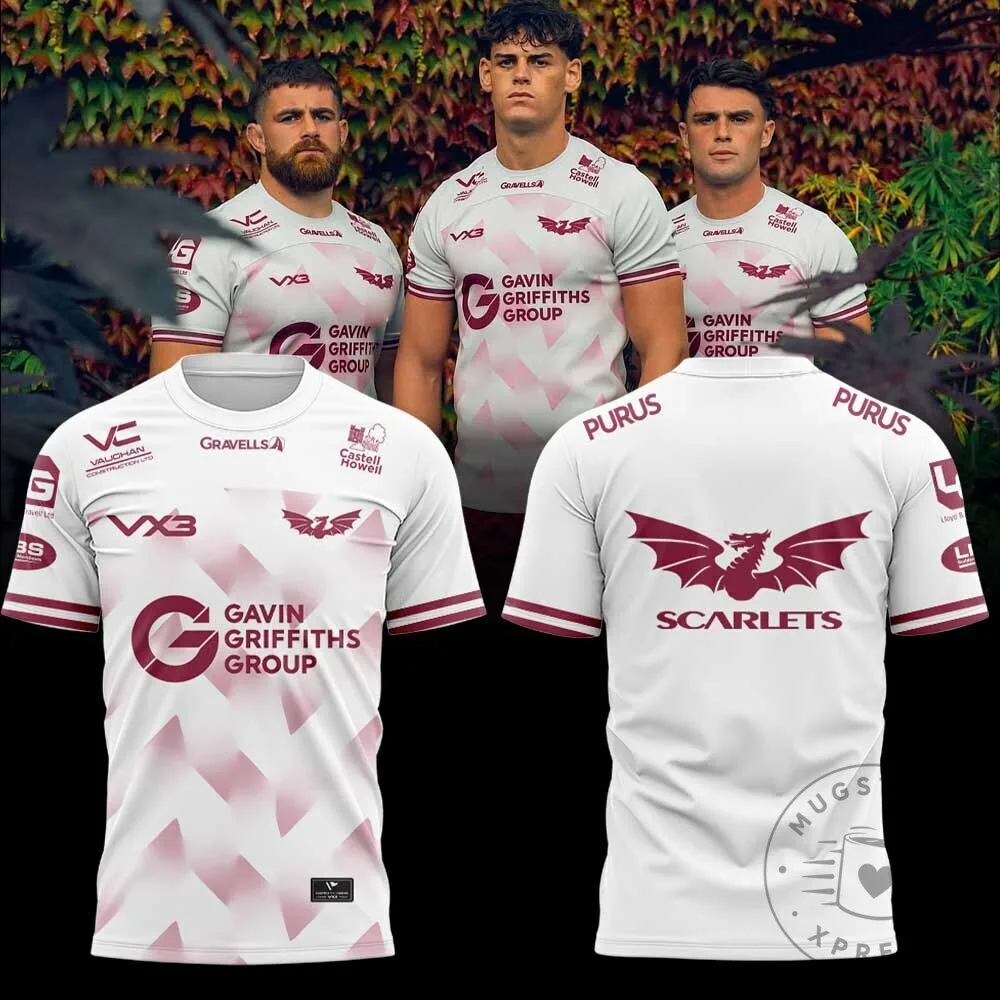 Scarlets Rugby 2026-2027 Third Kit Dragon Logo White and Maroon Rugby Jersey 6 Scarlets Rugby 2026-2027 Third Kit Dragon Logo White and Maroon Rugby Jersey