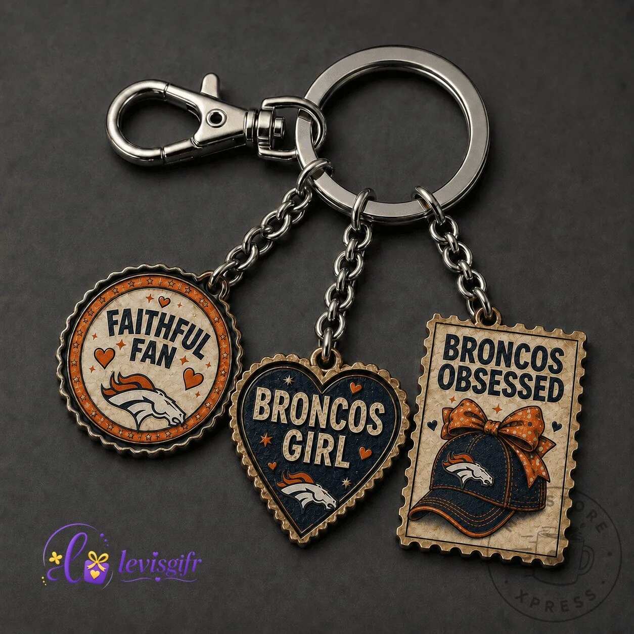 Denver Broncos Faithful Fan Broncos Girl Broncos Obsessed Keychain