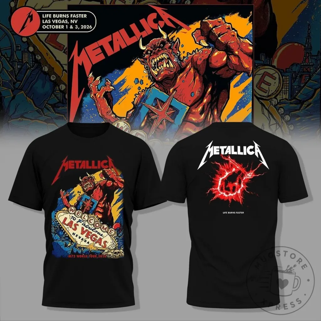 Las Vegas Life Burns Faster Concert T-Shirt for Metallica's M72 World Tour Las Vegas Life Burns Faster Concert T-Shirt for Metallica's M72 World Tour