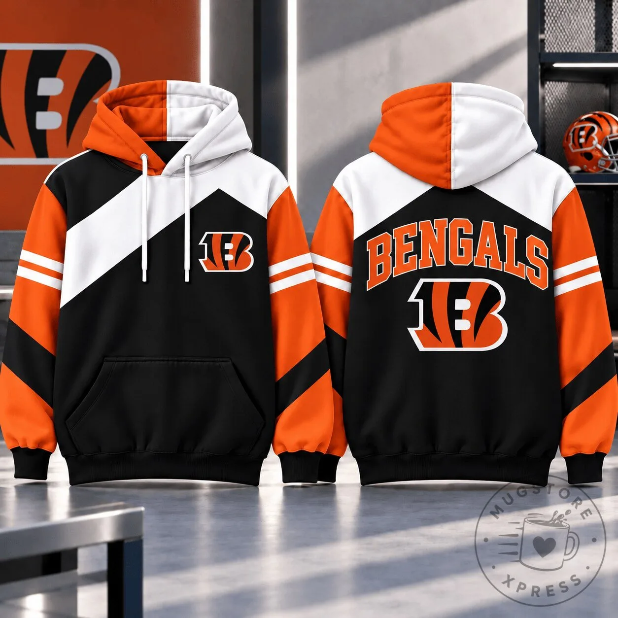 Cincinnati Bengals Dynamic Color Block Team Hoodie for Men and Women