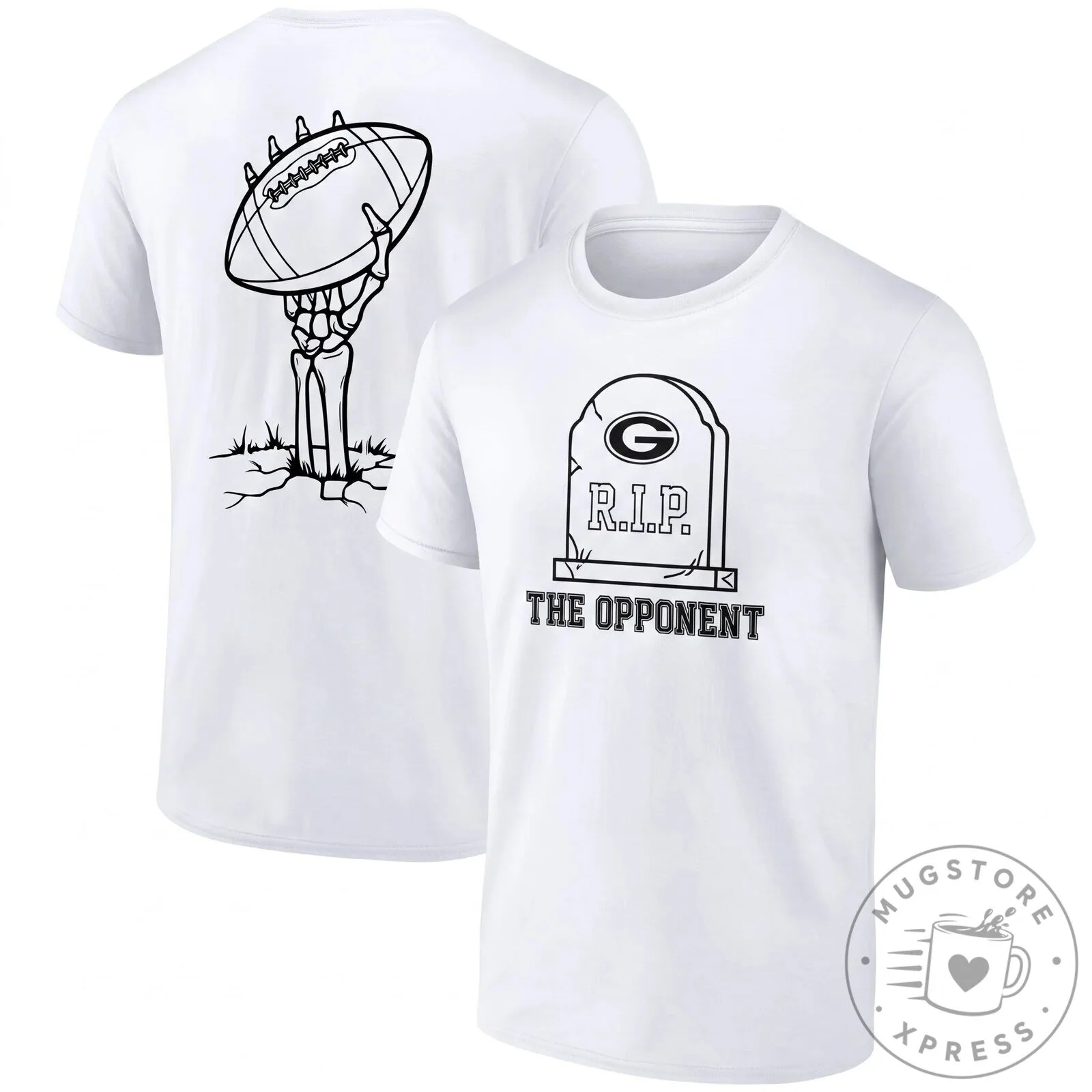 Black T-Shirt featuring a Halloween Skeleton Football Tombstone for Green Bay Packers Fans 13 Black T-Shirt featuring a Halloween Skeleton Football Tombstone for Green Bay Packers Fans