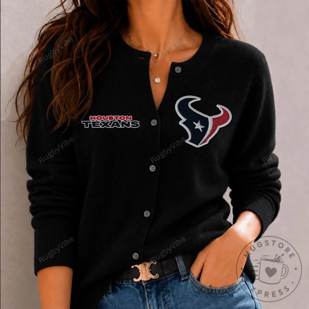 Houston Texans Embroidered Womens Cardigan Sweater
