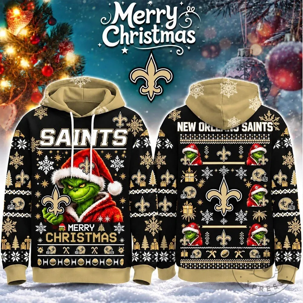 New Orleans Saints Grinch Merry Christmas Hoodie