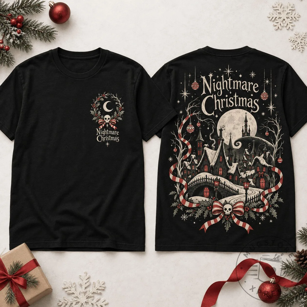 Jack Skellington Holiday Town Scene T-Shirt from The Nightmare Before Christmas