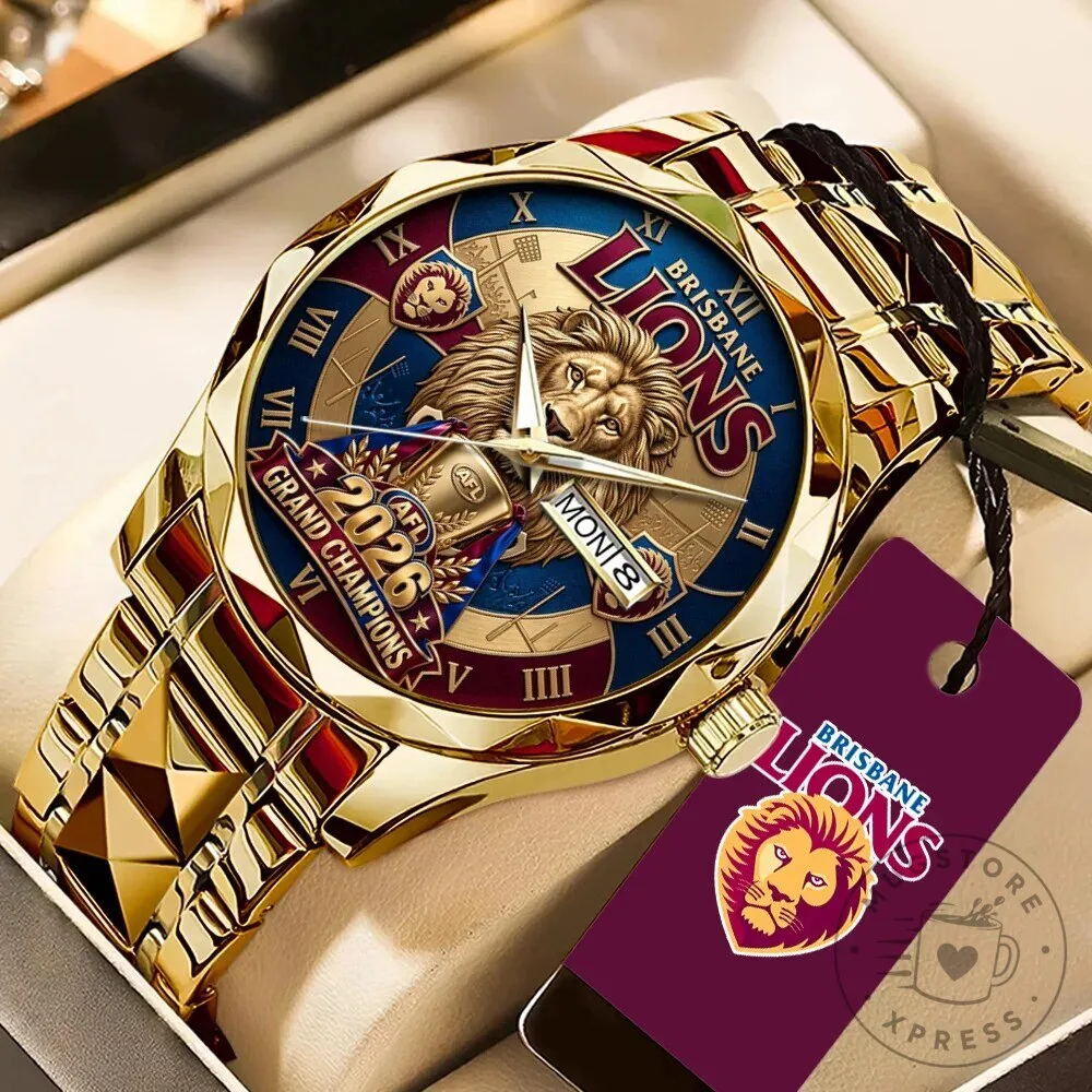 Brisbane Lions Grand Champions 2026 Gold Tone Quartz Watch
