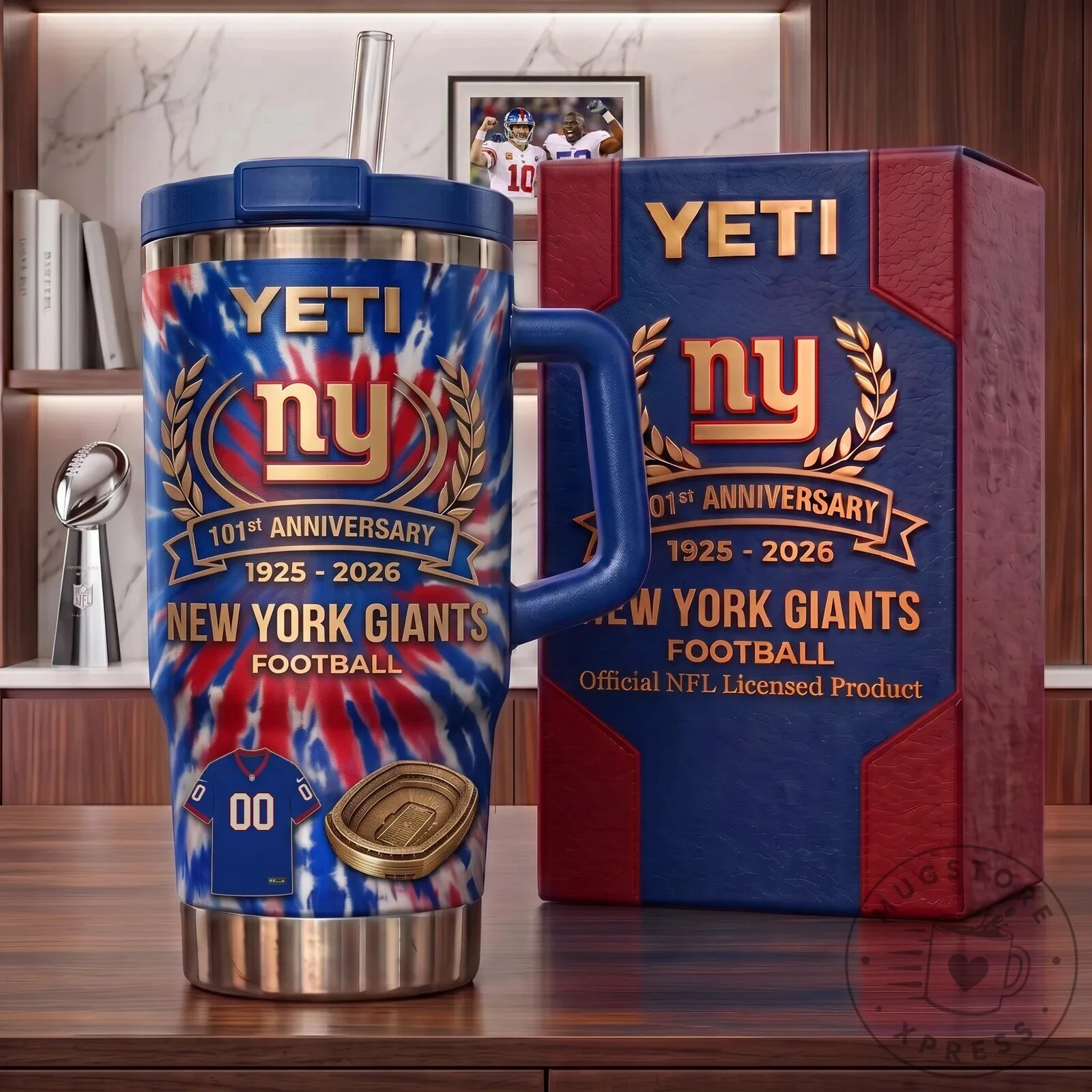 New York Giants 101st Anniversary Football Team Insulated Tumbler with Handle