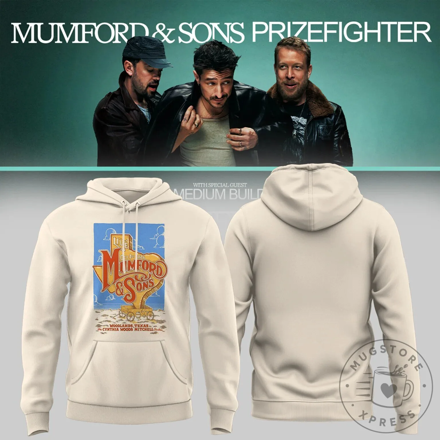 Hoodie for The Woodlands Texas Mumford And Sons Prizefighter Concert Tour