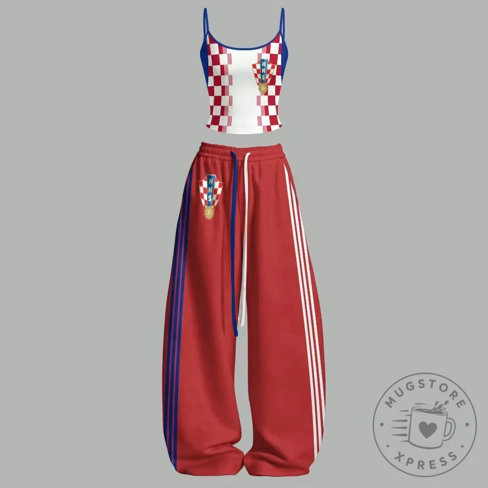 Croatia Football Team Women's Tank Top and Drawstring Pants Set