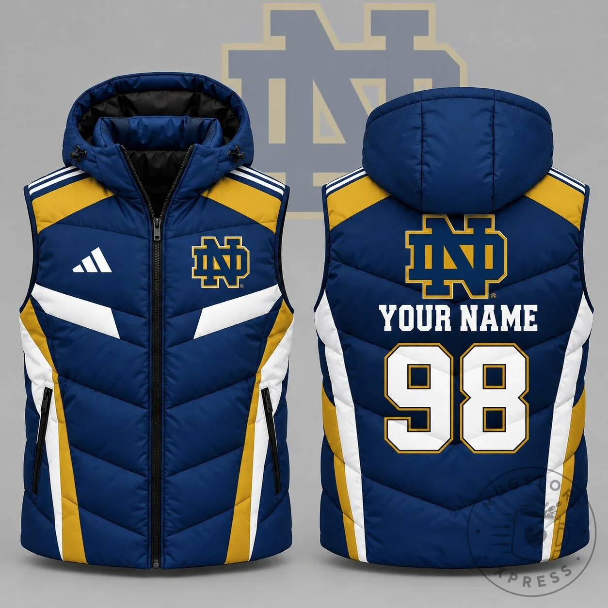 Notre Dame Fighting Irish Personalized Team Spirit Puffer Vest