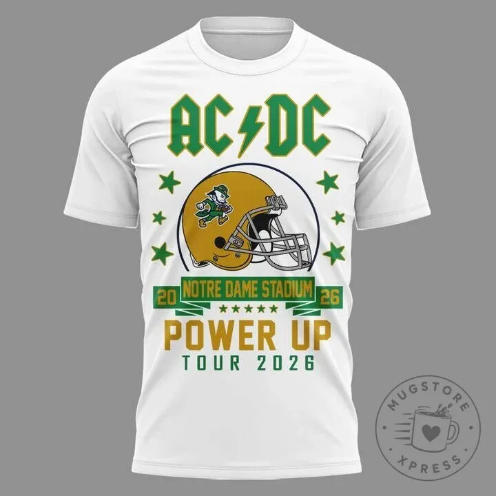 2026 AC/DC Power Up Tour Band T-Shirt featuring Notre Dame Football 8 2026 AC/DC Power Up Tour Band T-Shirt featuring Notre Dame Football