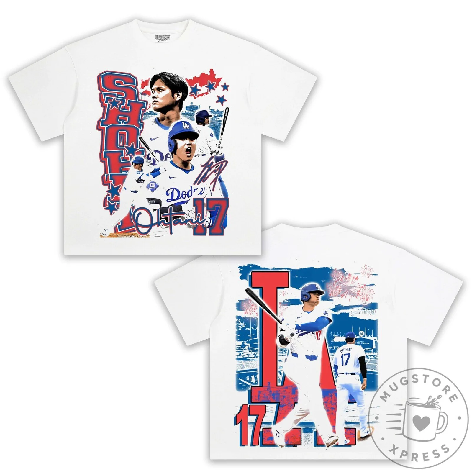 Graphic T-Shirt of Shohei Ohtani for Los Angeles Dodgers Baseball Fans