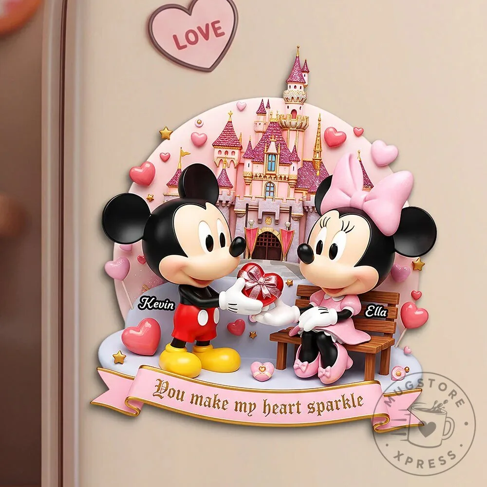 Mickey and Minnie Mouse Disney Castle Valentine's Day Personalized Magnet