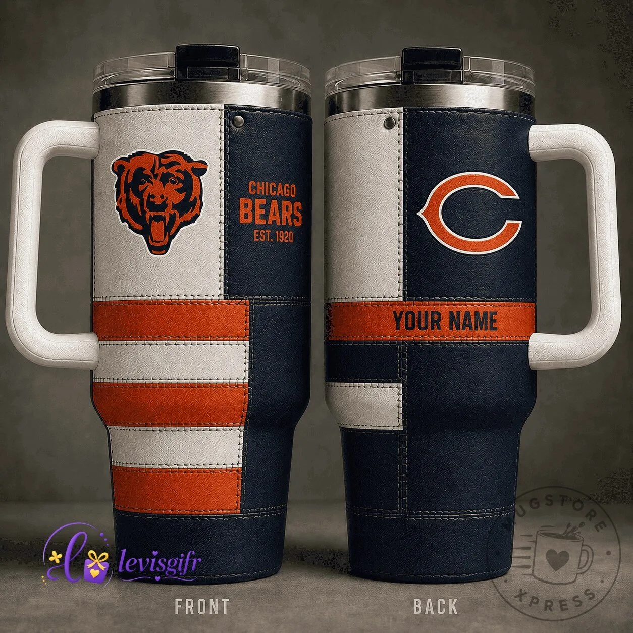 Chicago Bears National Football League Vintage Patchwork Personalized Tumbler