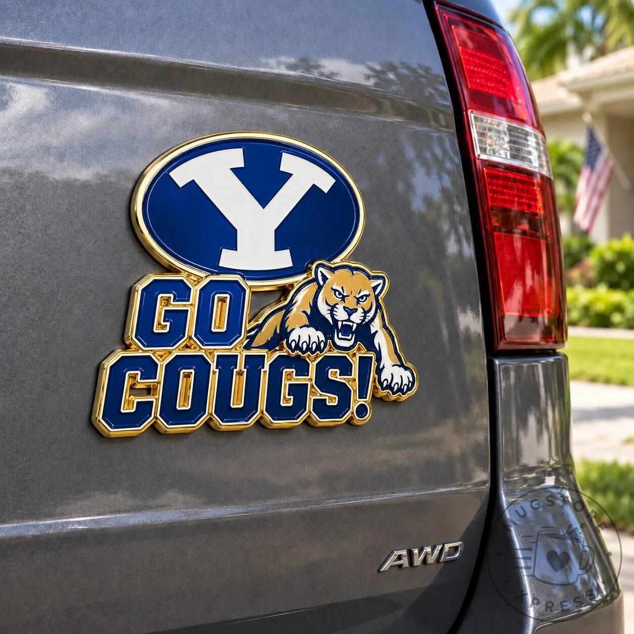 BYU Cougars Go Cougs NCAA Team Slogan Car Decal Sticker