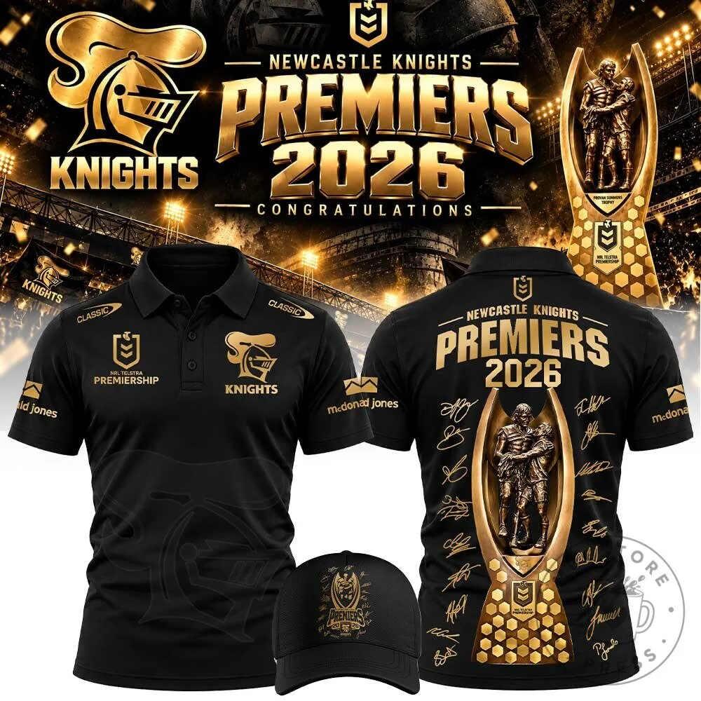 2026 Black Polo Shirt of Newcastle Knights National Rugby League Champions