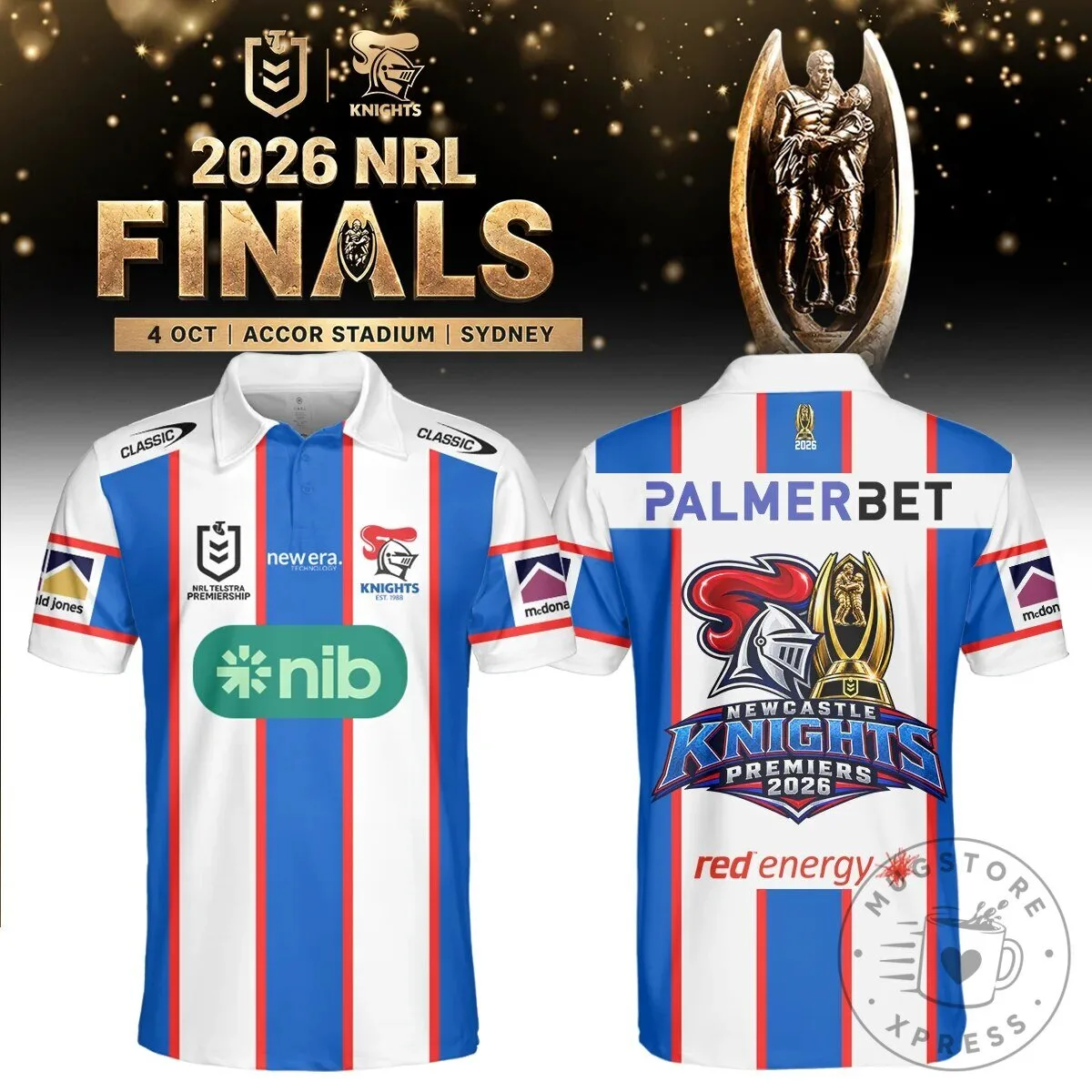 2026 Rugby Polo Shirt for Newcastle Knights National Rugby League Champions