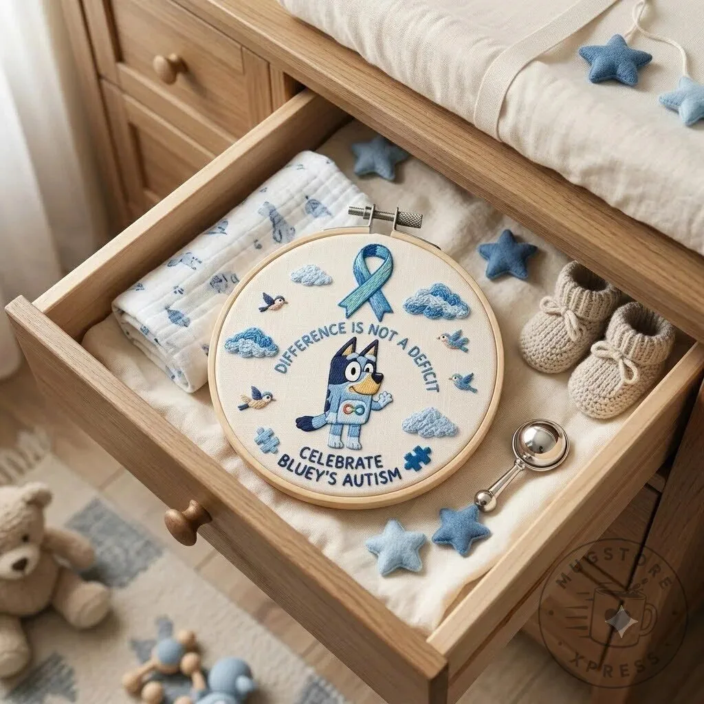 Bluey Autism Awareness Embroidered Hoop Wall Art Decoration 3 Bluey Autism Awareness Embroidered Hoop Wall Art Decoration
