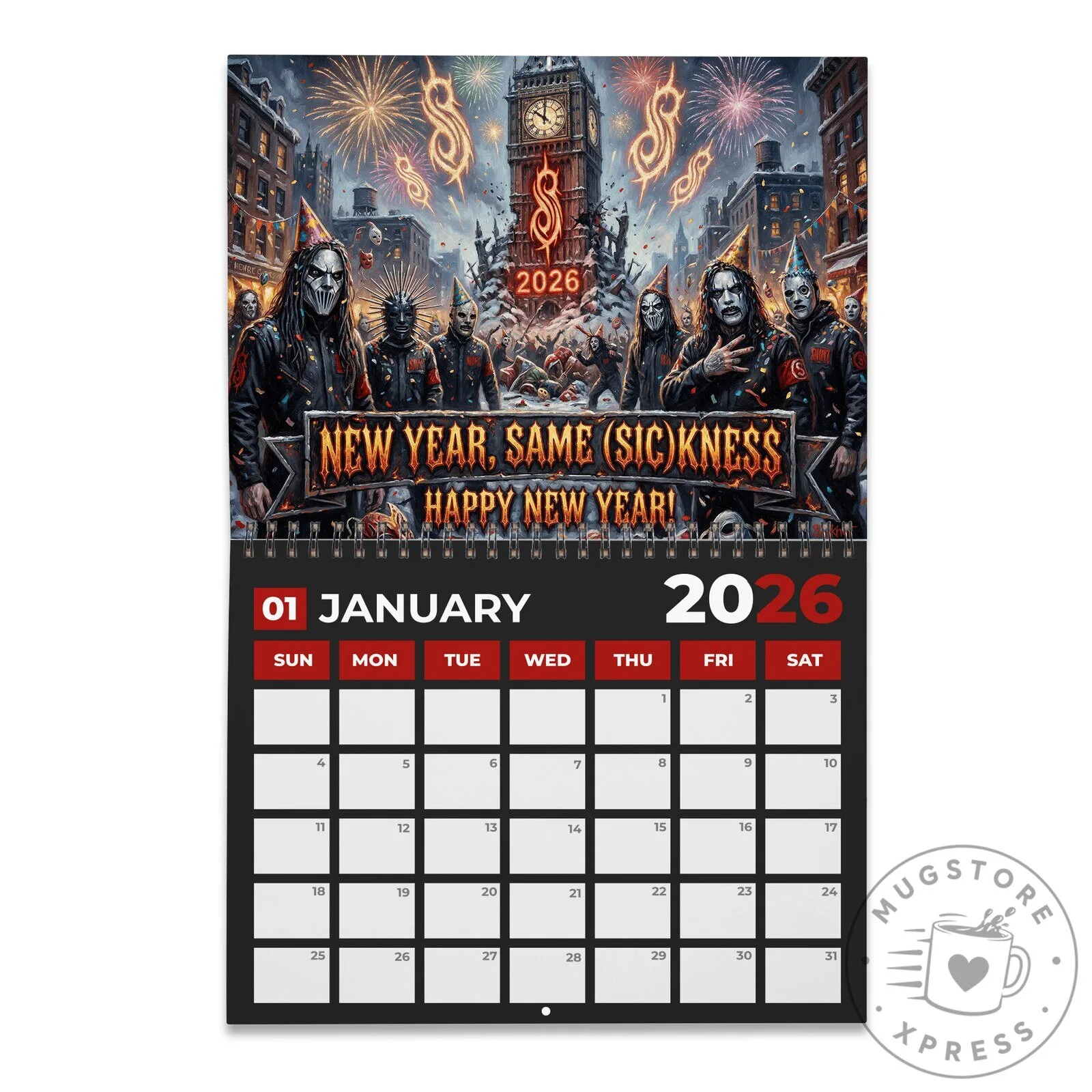 Slipknot Band 2026 Wall Calendar 12 Slipknot Band 2026 Wall Calendar