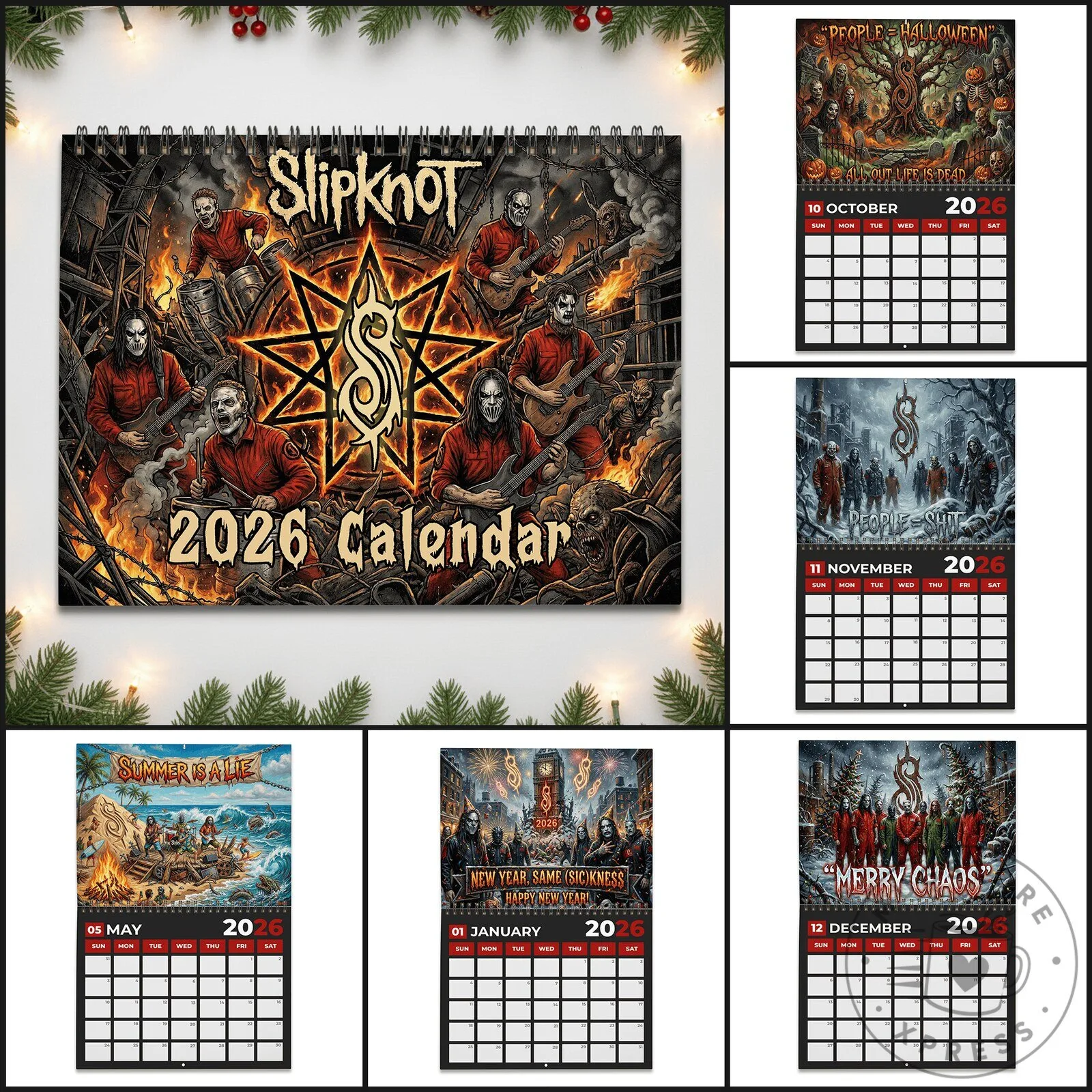 Slipknot Band 2026 Wall Calendar 13 Slipknot Band 2026 Wall Calendar