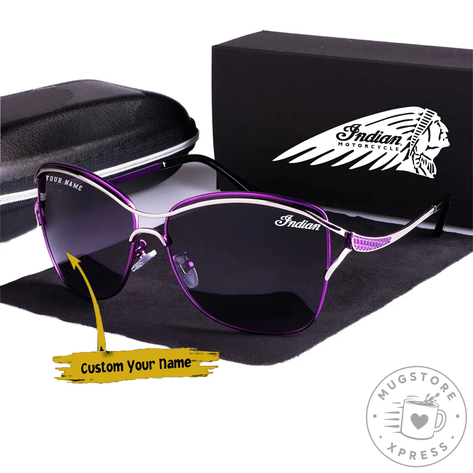 Indian Motorcycle Purple Frame Polarized Fashion Sunglasses