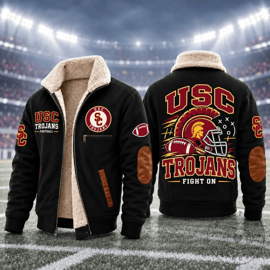 University of Southern California Trojans Football Team Sherpa Fleece Jacket University of Southern California Trojans Football Team Sherpa Fleece Jacket