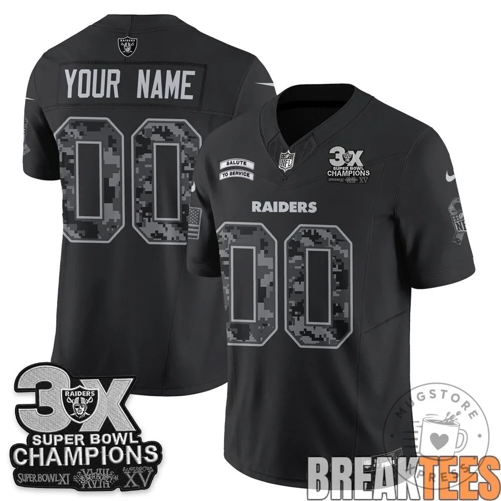 Las Vegas Raiders Salute to Service Custom Football Jersey 4 Las Vegas Raiders Salute to Service Custom Football Jersey