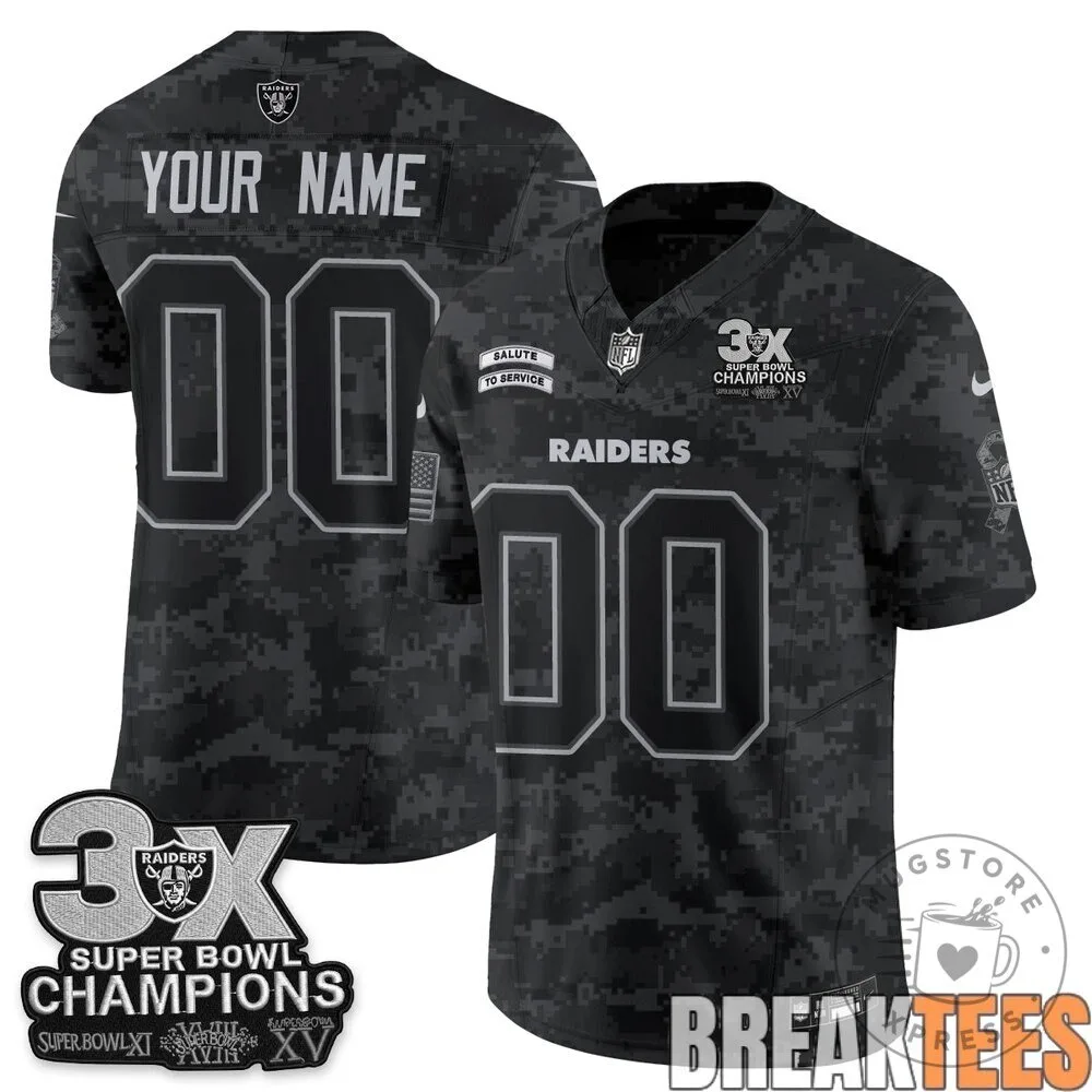 Las Vegas Raiders Salute to Service Custom Football Jersey 10 Las Vegas Raiders Salute to Service Custom Football Jersey