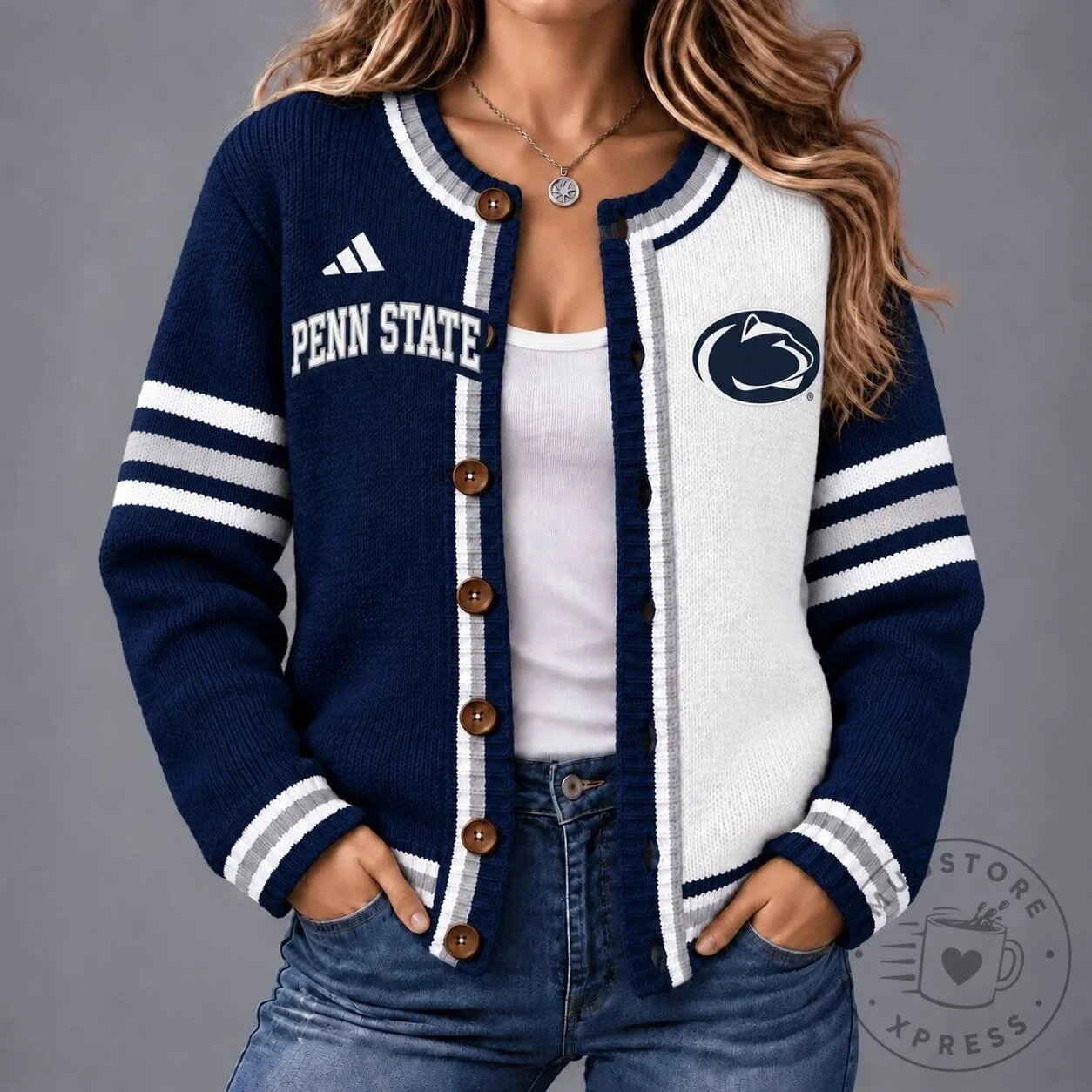 Penn State Nittany Lions NCAA Game Ready Striped Cardigan Sweater