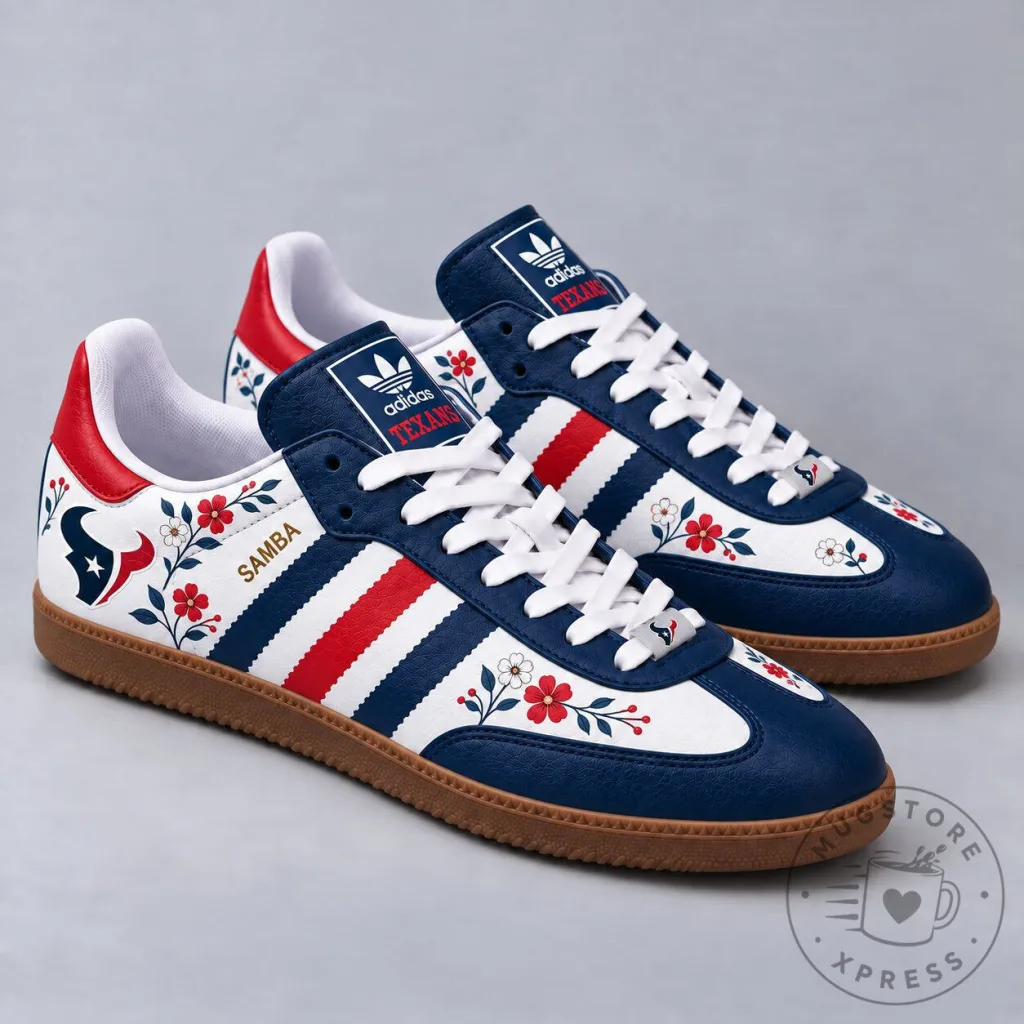 Houston Texans Floral Game Day Samba Shoes for Men and Women Houston Texans Floral Game Day Samba Shoes for Men and Women